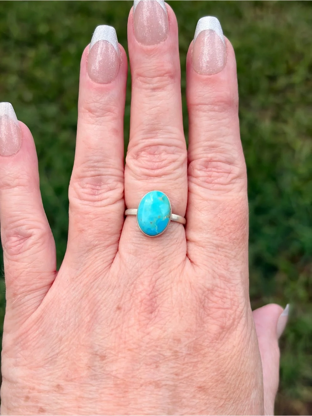 925 Sterling Silver Turquoise Oval Ring